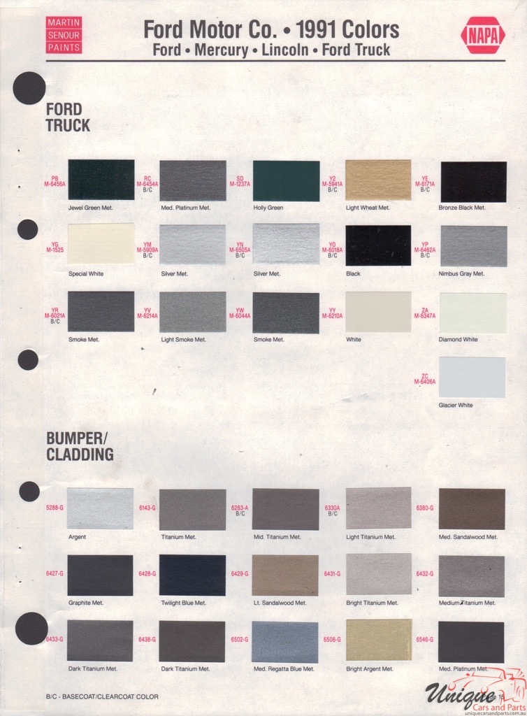 1991 Ford Paint Charts Sherwin-Williams 3
